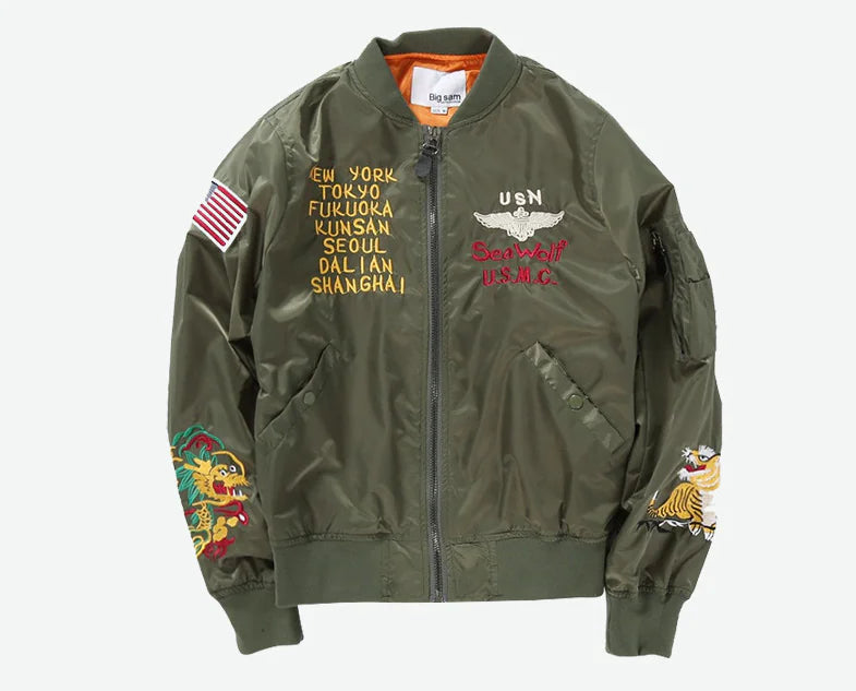 Embroidered MA1 Pilot Jacket and Baseball Jacket