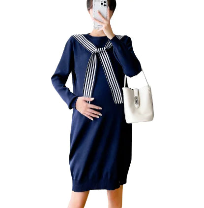 Fashionable Maternity Sweater Dress with Shawl (Fall/Winter)