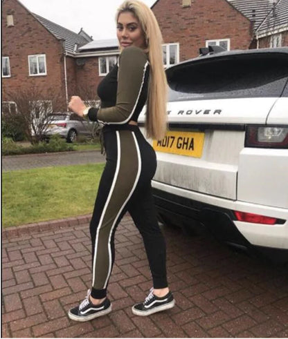 Color-Block Casual Pants Set