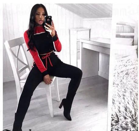 Color-Block Casual Pants Set