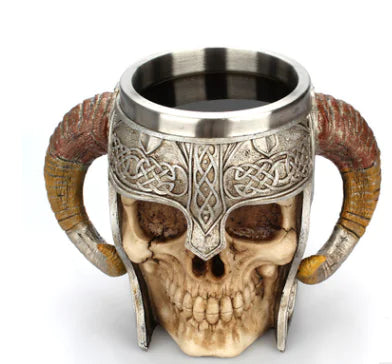 Creative Skull Knight Horn Resin Cup - 3D Stainless Steel