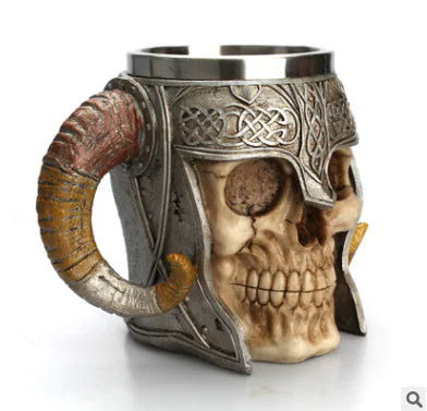 Creative Skull Knight Horn Resin Cup - 3D Stainless Steel