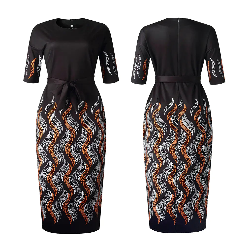 Plus Size African Print Maxi Dress with Side Slits