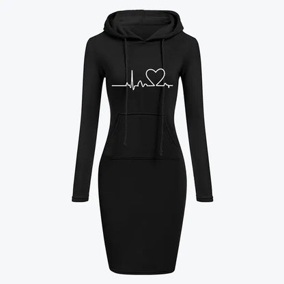 Autumn Winter Women's Long-Sleeved Hoodie Dress