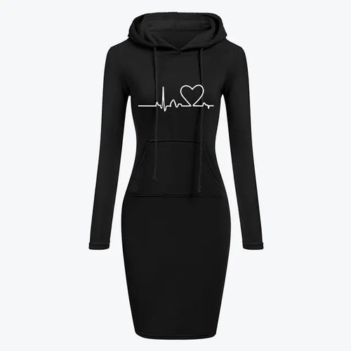 Autumn Winter Women's Long-Sleeved Hoodie Dress