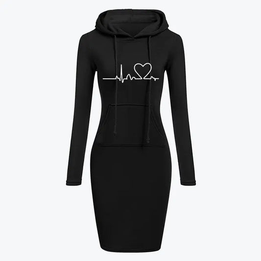 Autumn Winter Women's Long-Sleeved Hoodie Dress