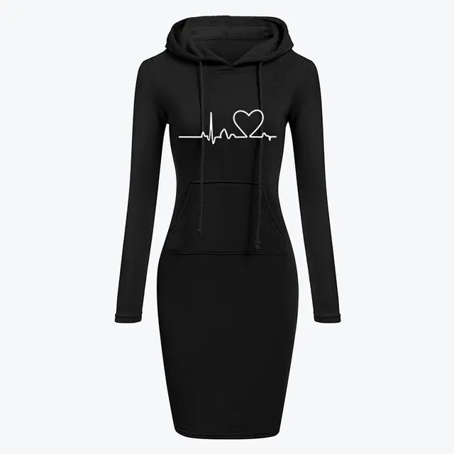 Autumn Winter Women's Long-Sleeved Hoodie Dress