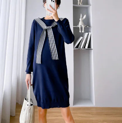 Fashionable Maternity Sweater Dress with Shawl (Fall/Winter)