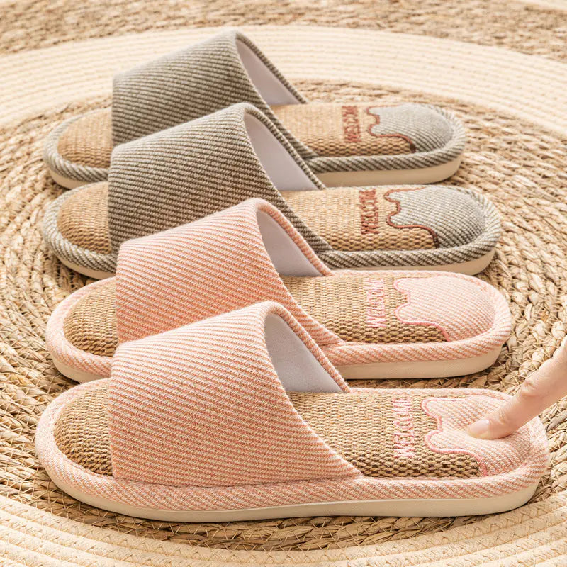Linen Home Platform Slippers