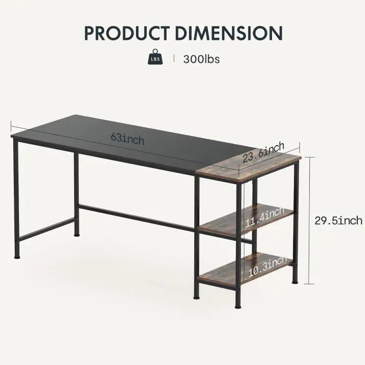 63 Inch Computer Desk Home Office Desk Workstation Black