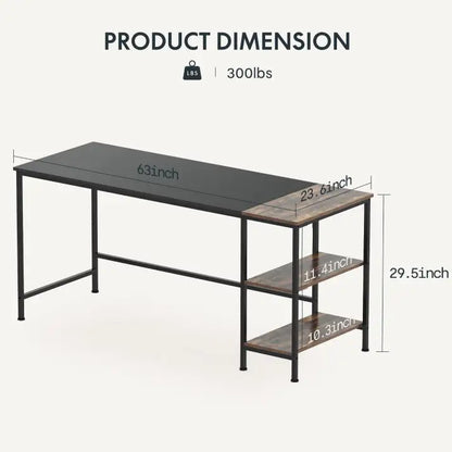 63 Inch Computer Desk Home Office Desk Workstation Black
