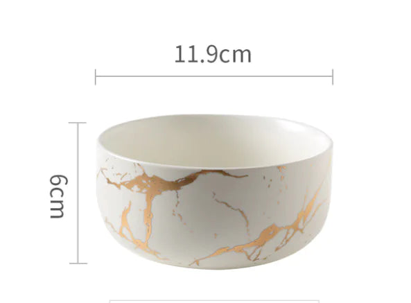 Nordic Frosted Ceramic Marble with Gold Thread Design