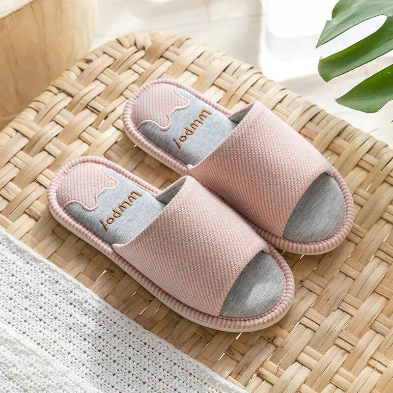 Linen Home Platform Slippers