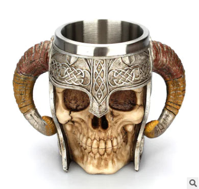 Creative Skull Knight Horn Resin Cup - 3D Stainless Steel